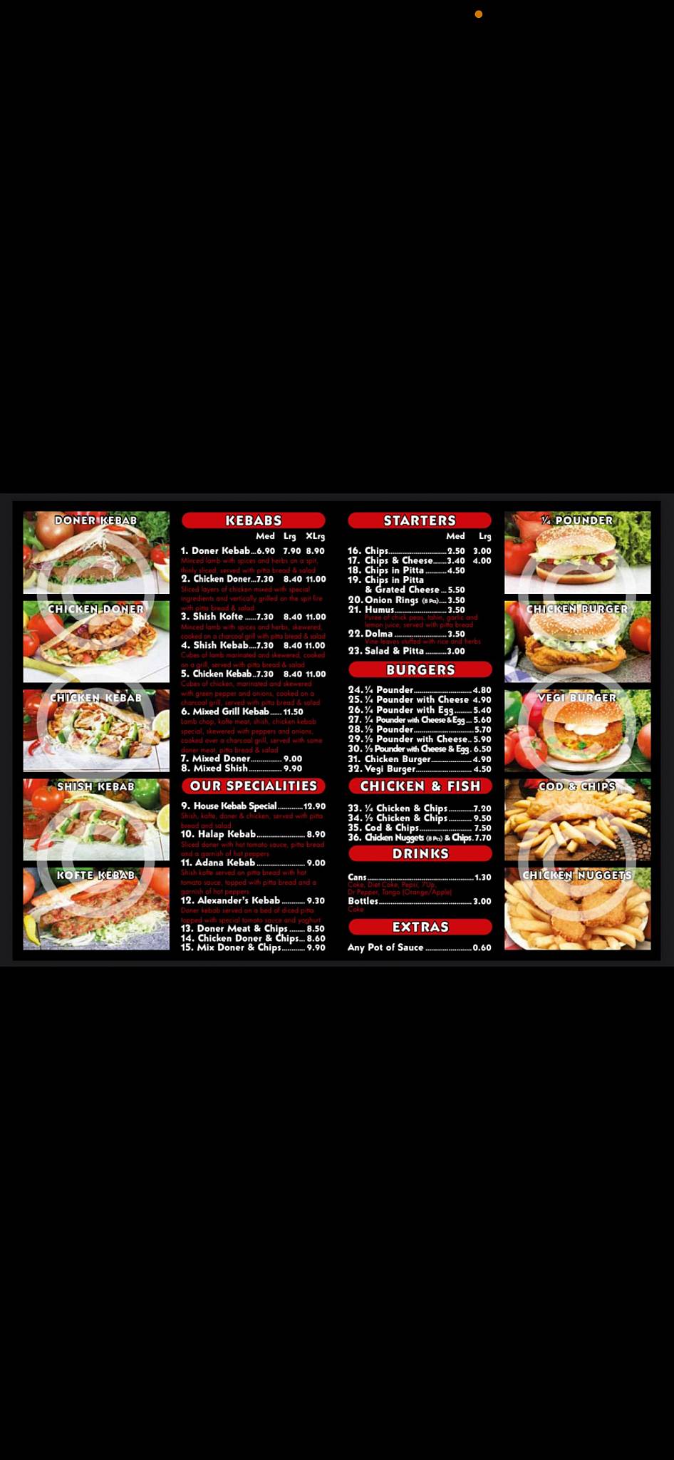 Menu at Banbury Kebab & Burger House fast food, Banbury