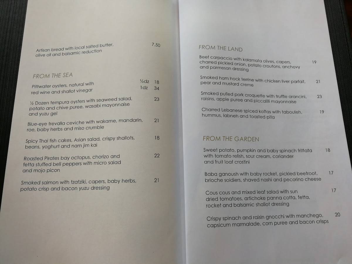 Menu at Frogmore Creek Cellar Door & Restaurant, Cambridge