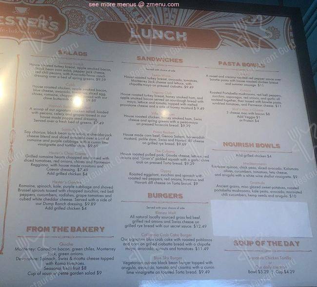 Menu at Hester's Cafe Six Points, Corpus Christi, S Alameda St
