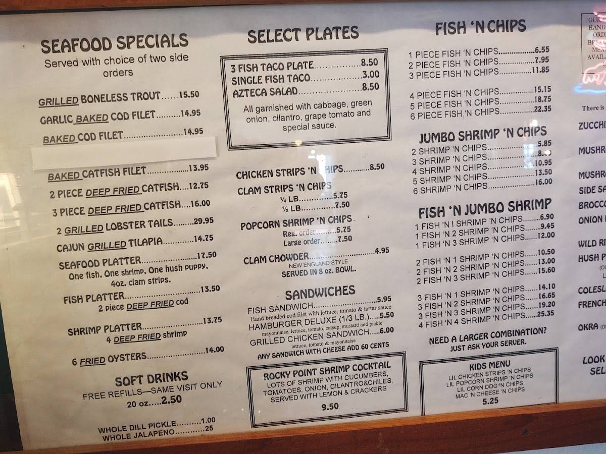 Menu at Knock Kneed Lobster restaurant, Phoenix