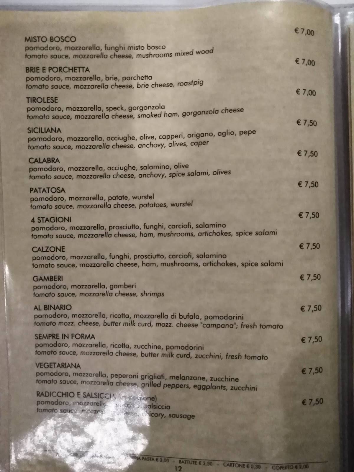 Menu da La Vecchia Fattoria ristorante, Torri di Quartesolo
