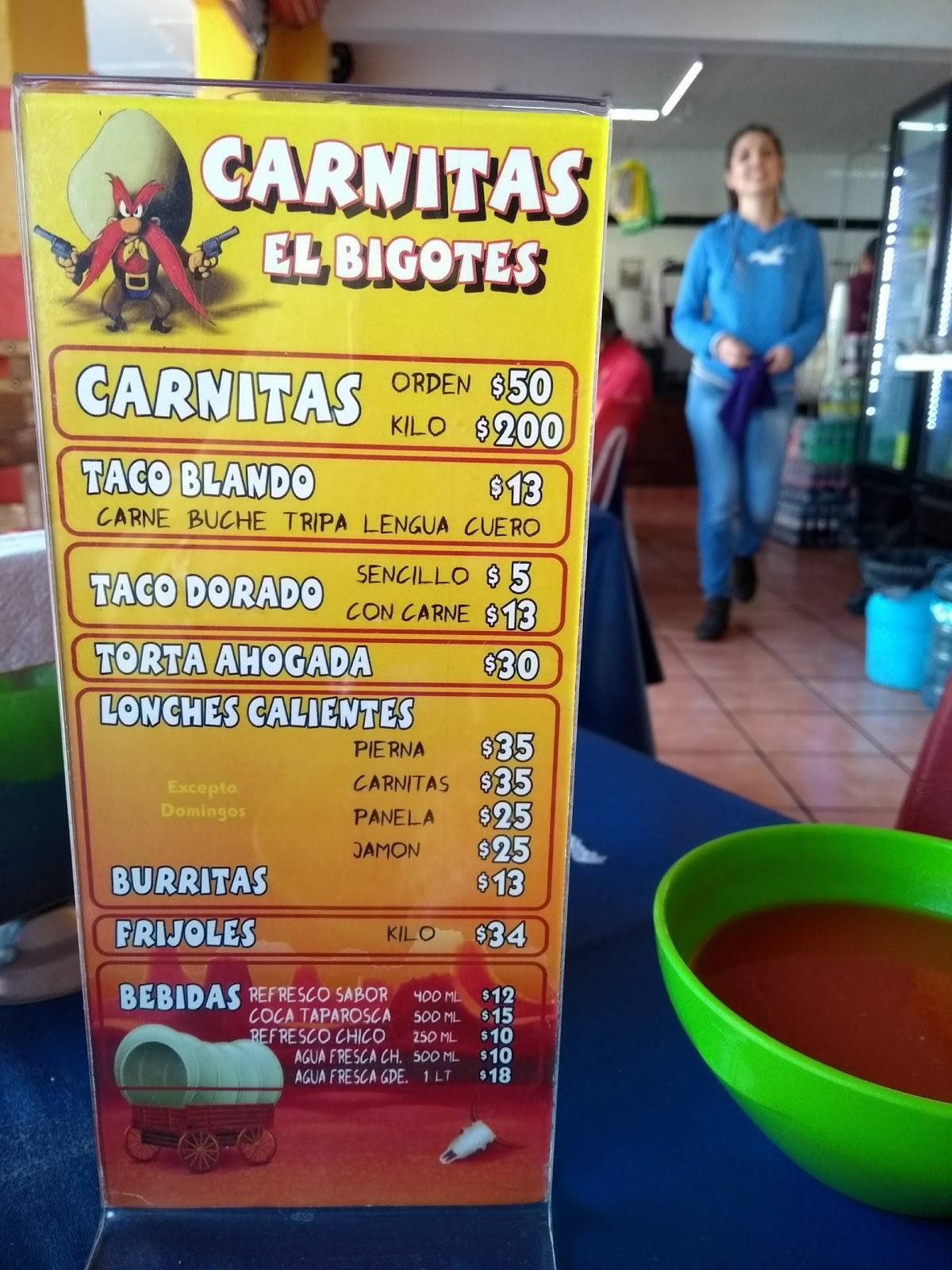 Carta del restaurante CARNITAS "EL BIGOTES", Guadalajara