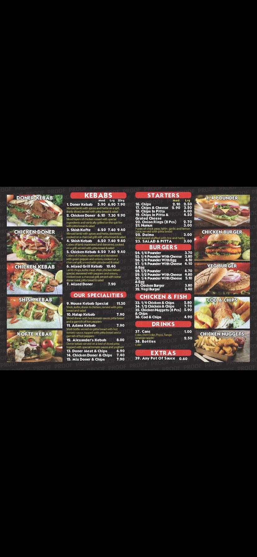 Menu at Banbury Kebab & Burger House fast food, Banbury