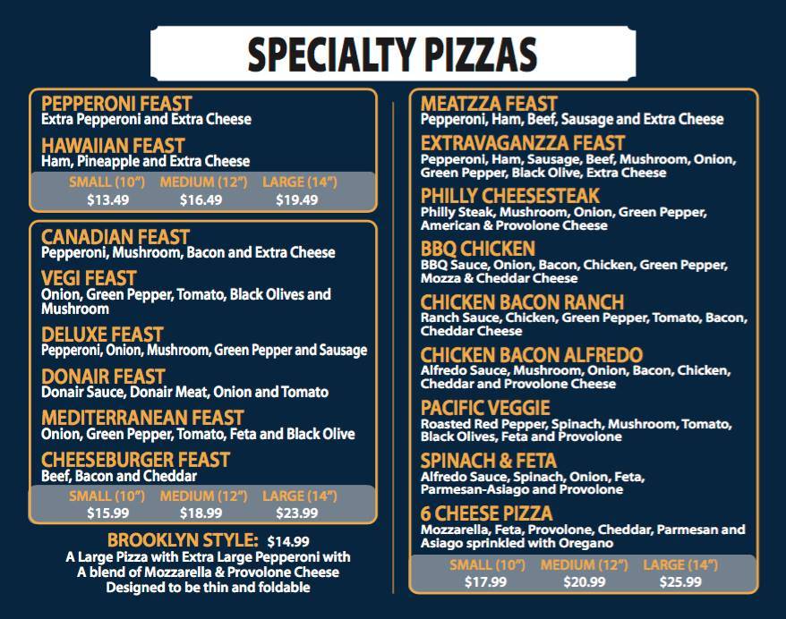 Menu at Domino's Pizza pizzeria, Medicine Hat