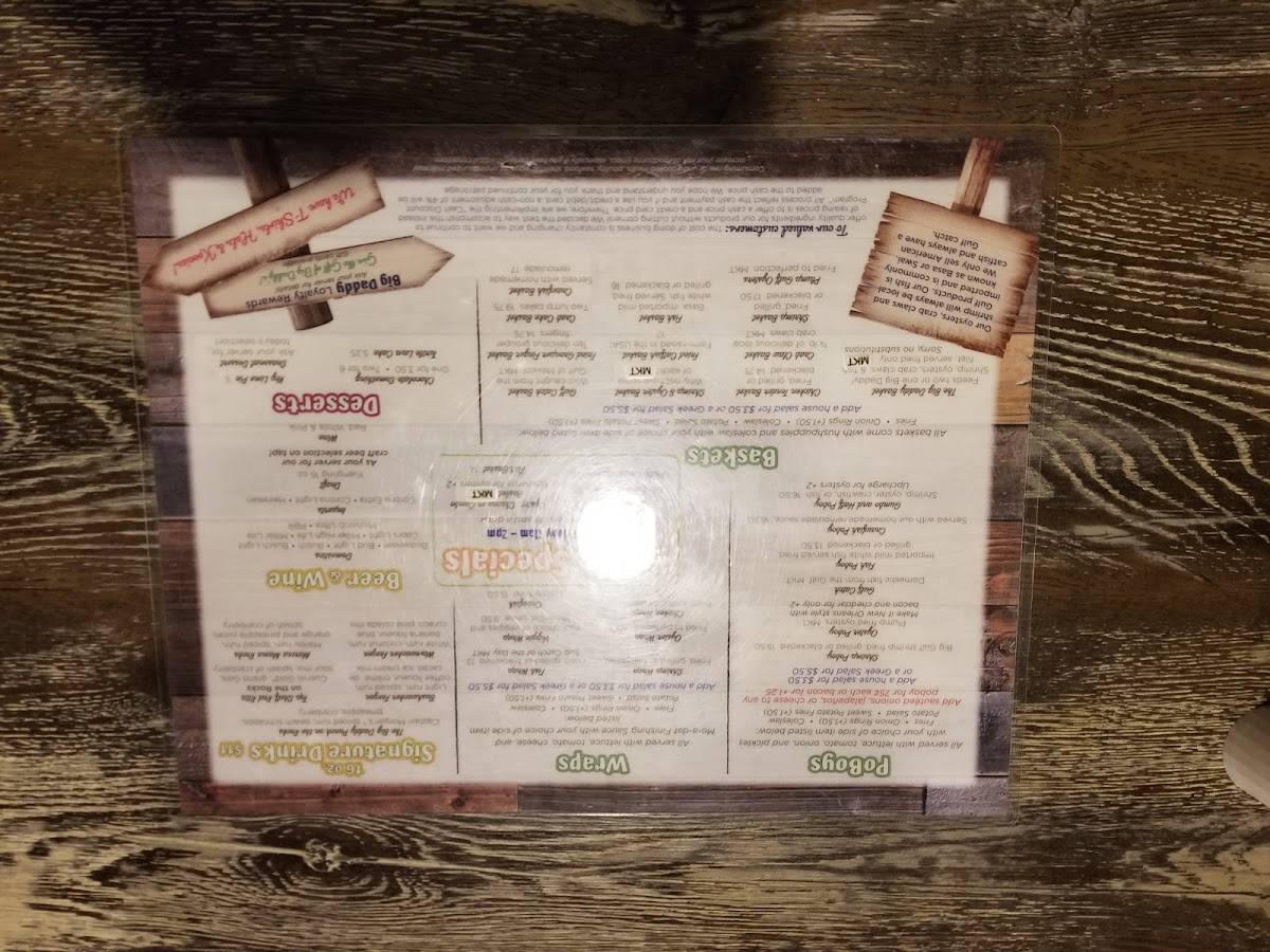 Menu at Big Daddy's Grill, LLC. restaurant, Fairhope