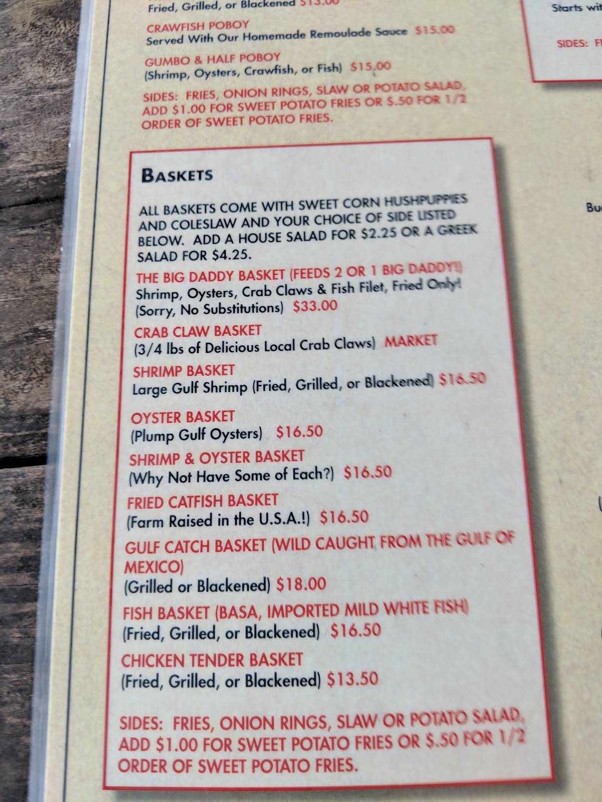Menu at Big Daddy's Grill, LLC. restaurant, Fairhope
