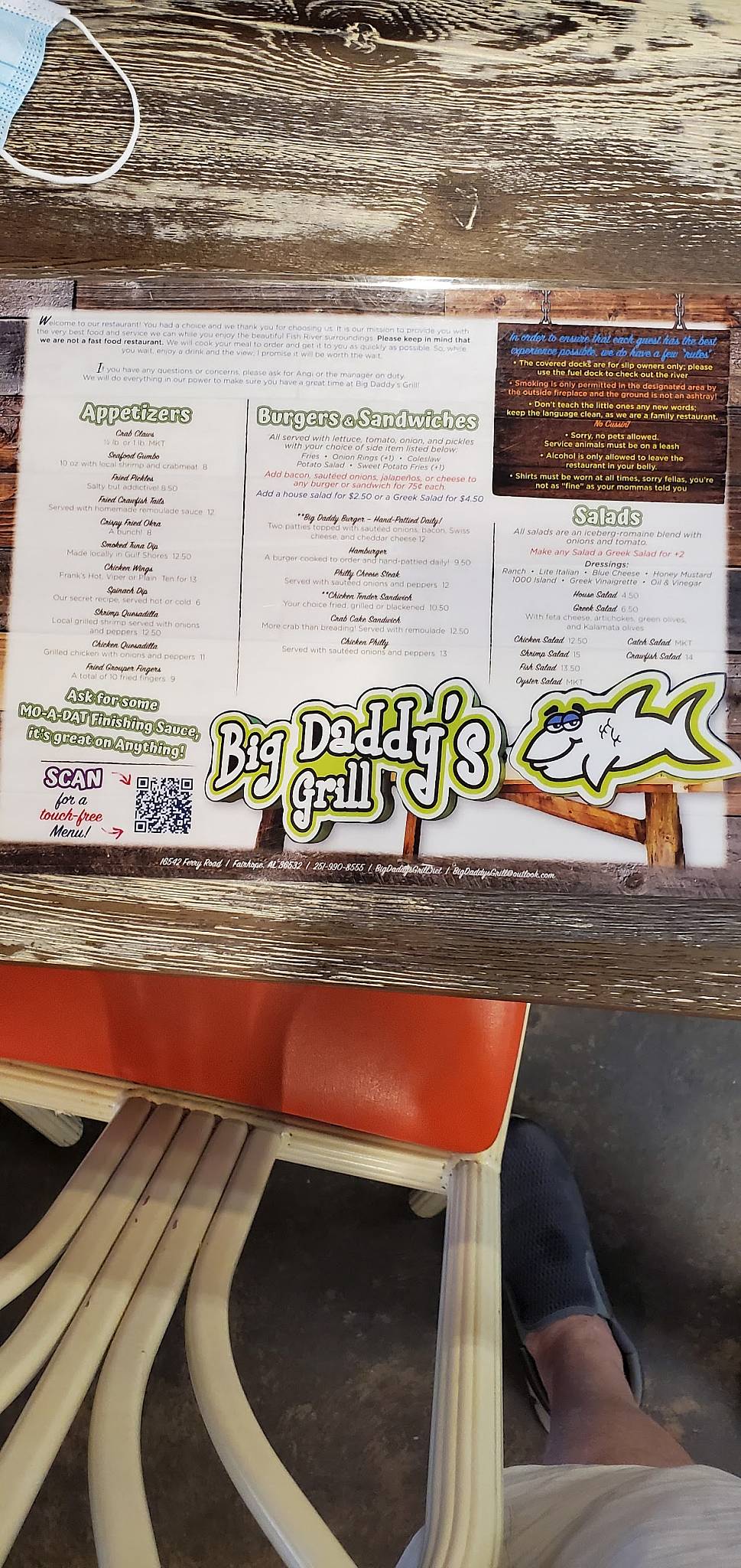 Menu at Big Daddy's Grill, LLC. restaurant, Fairhope