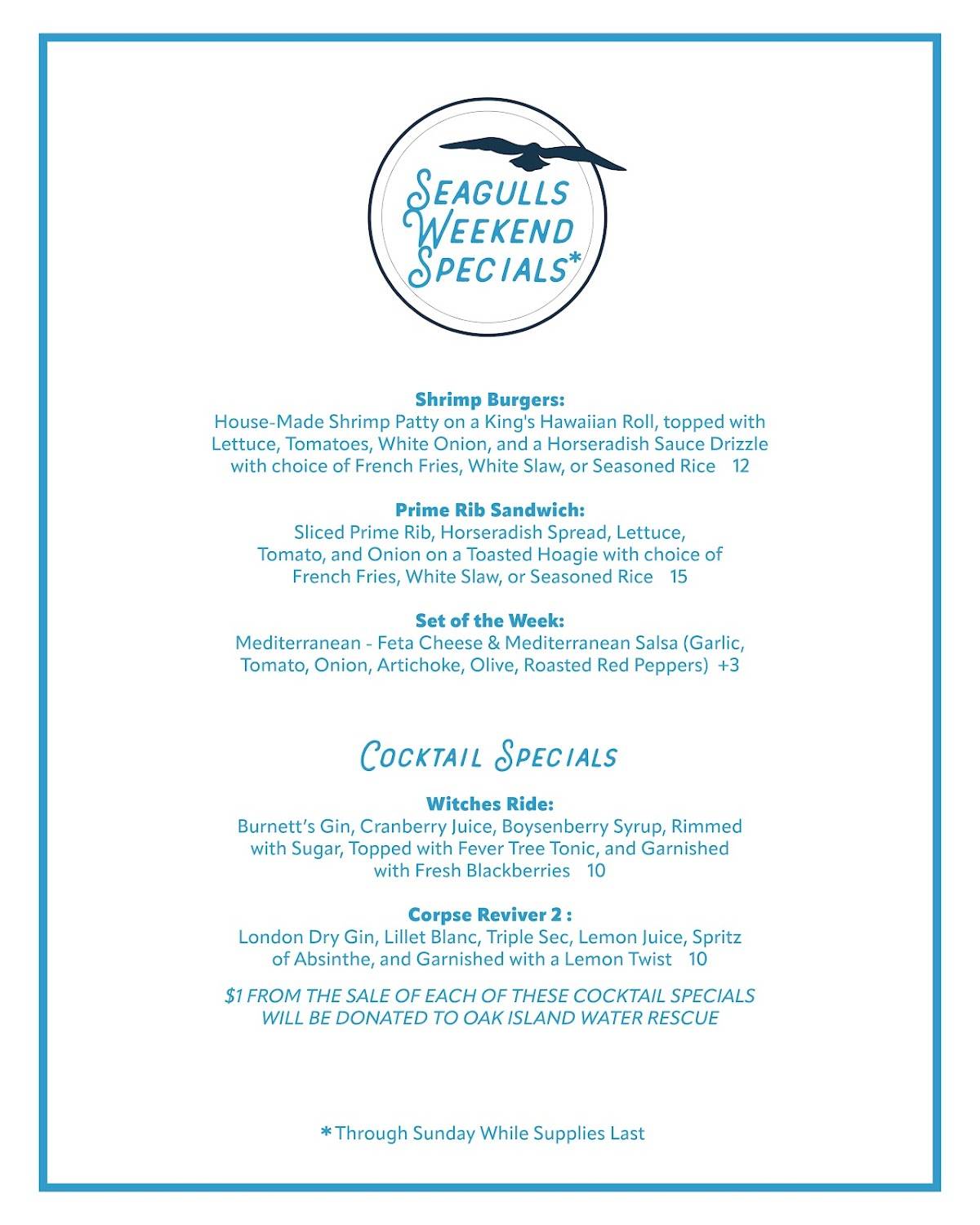Menu at Paul's of Oak Island pub & bar, Oak Island