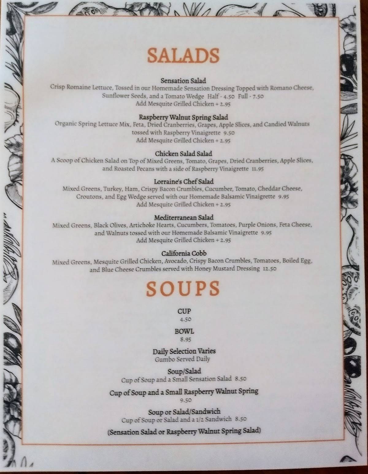Menu at Cafe Du Jour The Whistle Stop, Denham Springs