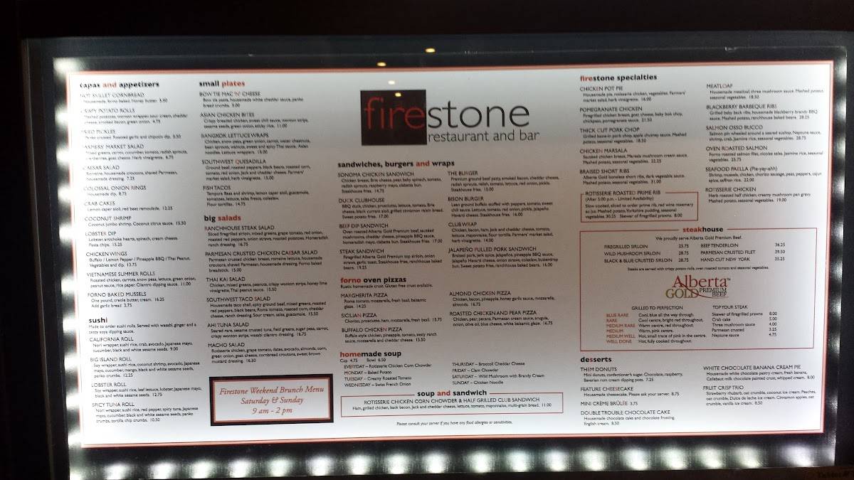 Firestone menu deals