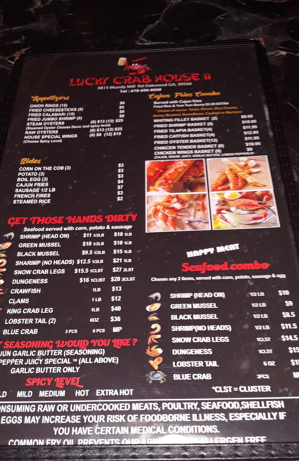 Menu at New Lucky Crab House restaurant, Oakwood