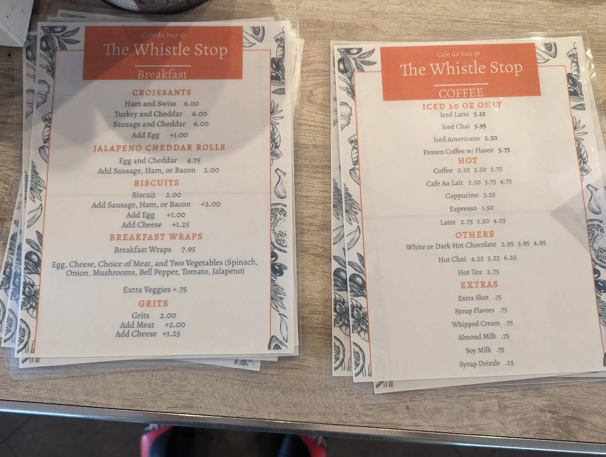 Menu at Cafe Du Jour The Whistle Stop, Denham Springs