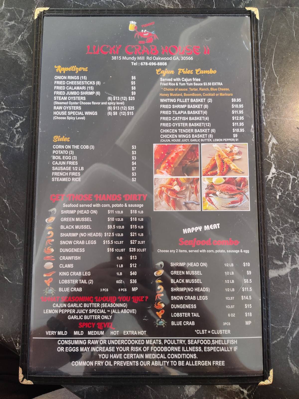 Menu at New Lucky Crab House restaurant, Oakwood