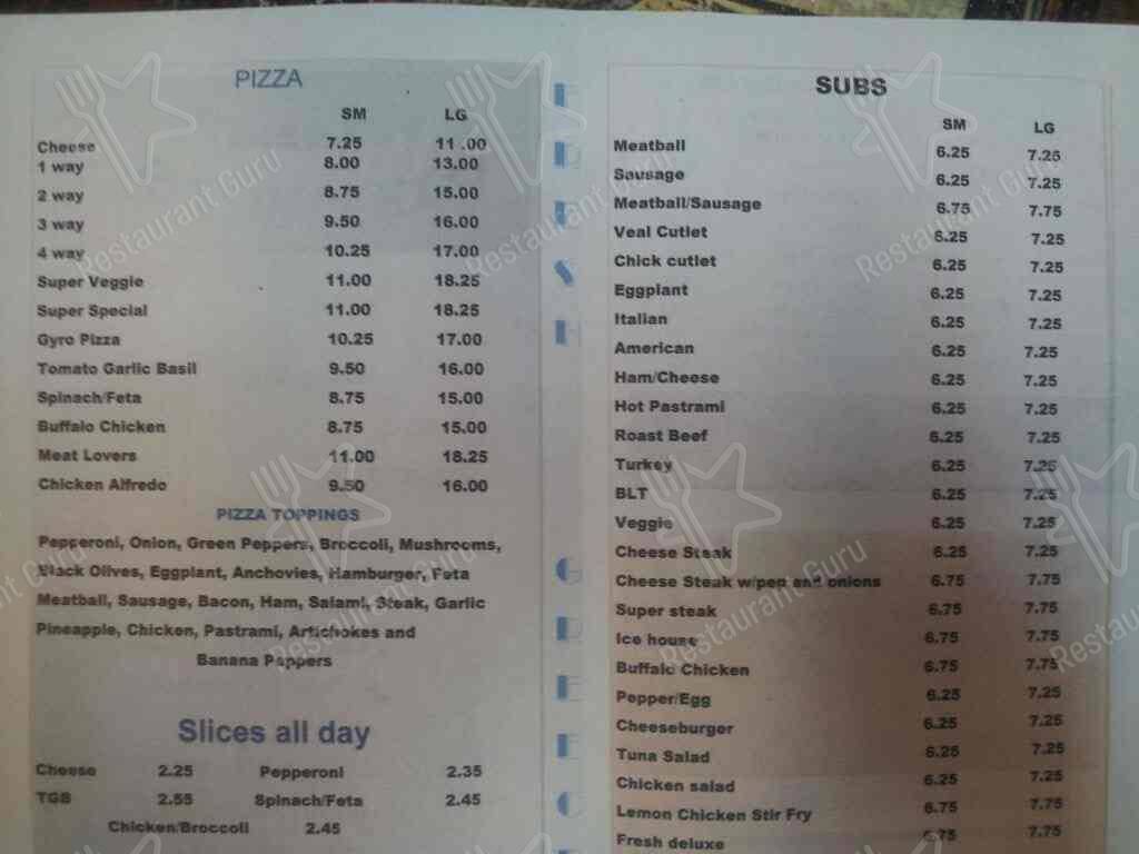 Menu at Fresh Greece Pizza & Grill pizzeria, Niceville
