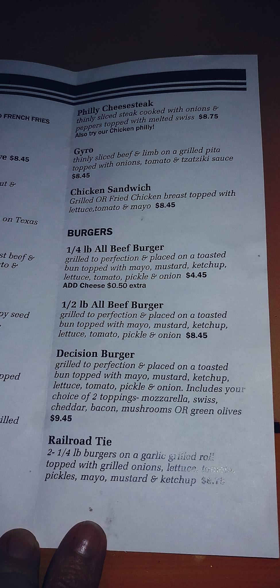 Menu at Decisions Grill & Bar, Lakeland, E Edgewood Dr G