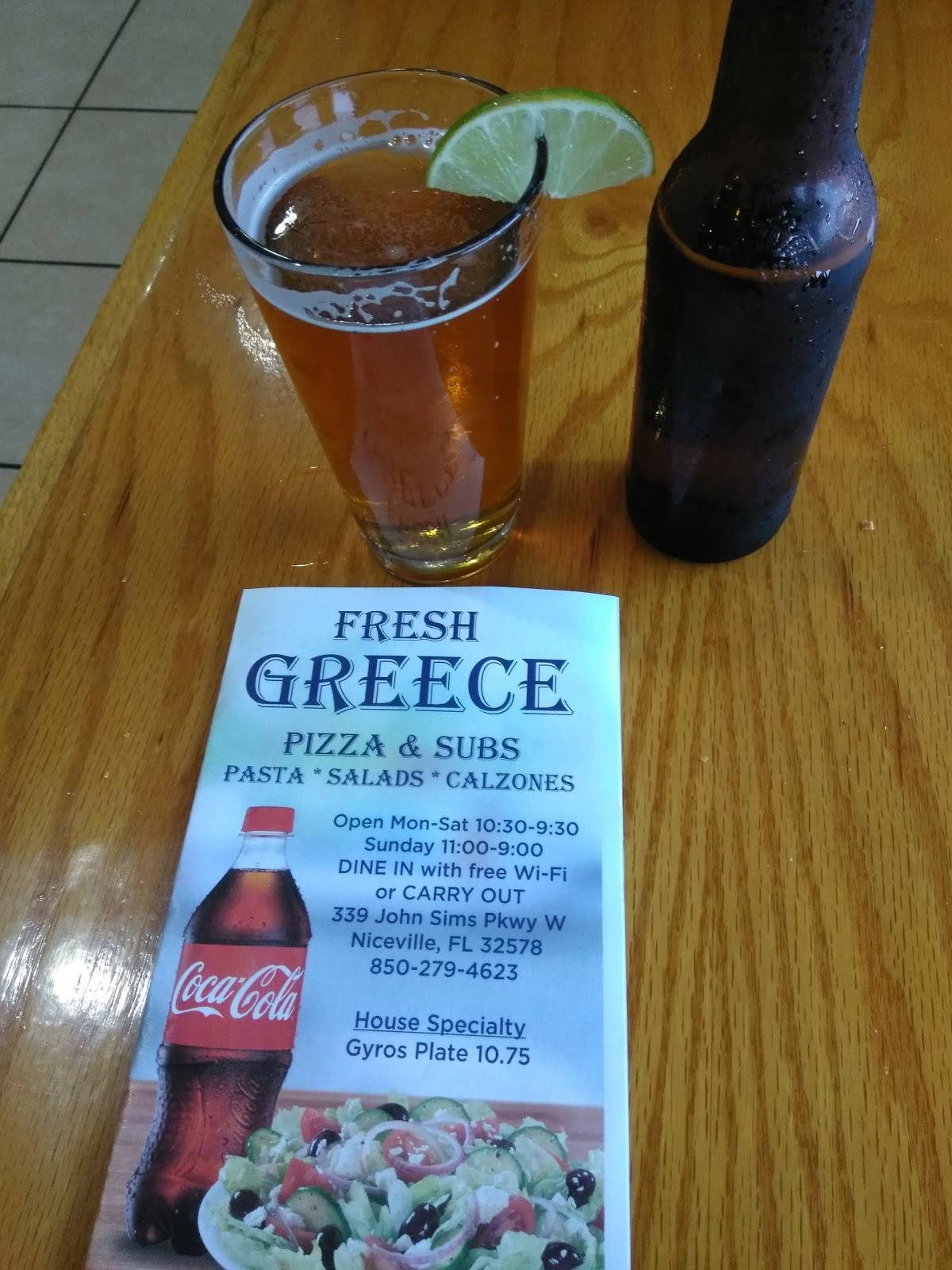 Menu at Fresh Greece Pizza & Grill pizzeria, Niceville