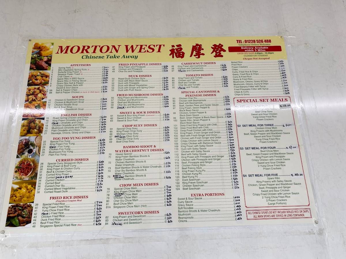 Menu at Morton West Chinese Take Away fast food, Carlisle