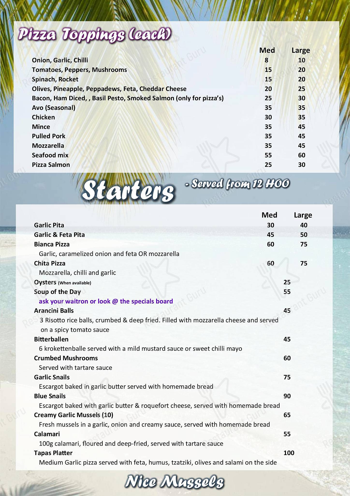 langebaan yacht club menu pdf