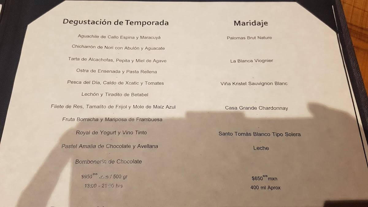 Carta del restaurante El Balcón del Zócalo, Ciudad del México, 5 De Mayo 61
