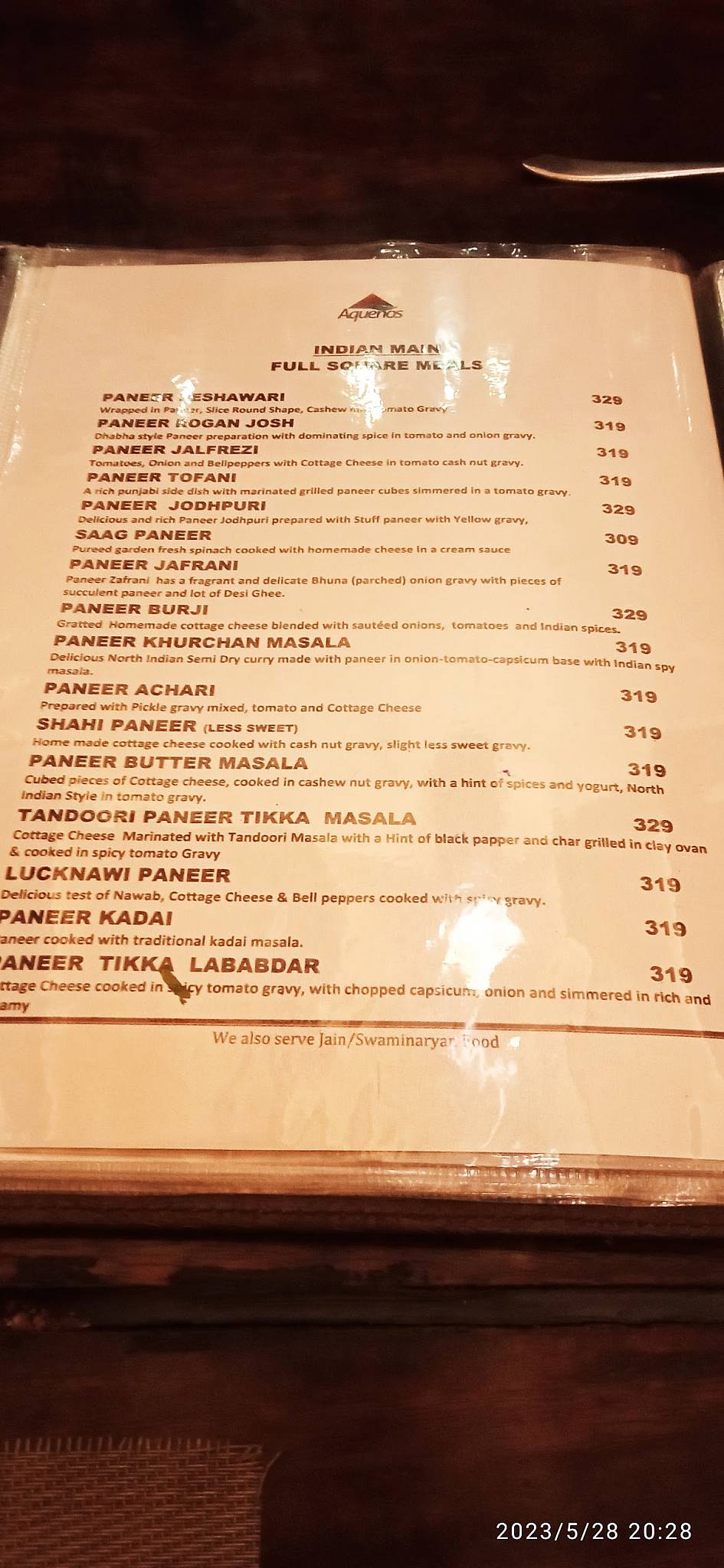 Menu at Aquenos Restaurant Nadiad, Nadiad, Uttarsanda Rd