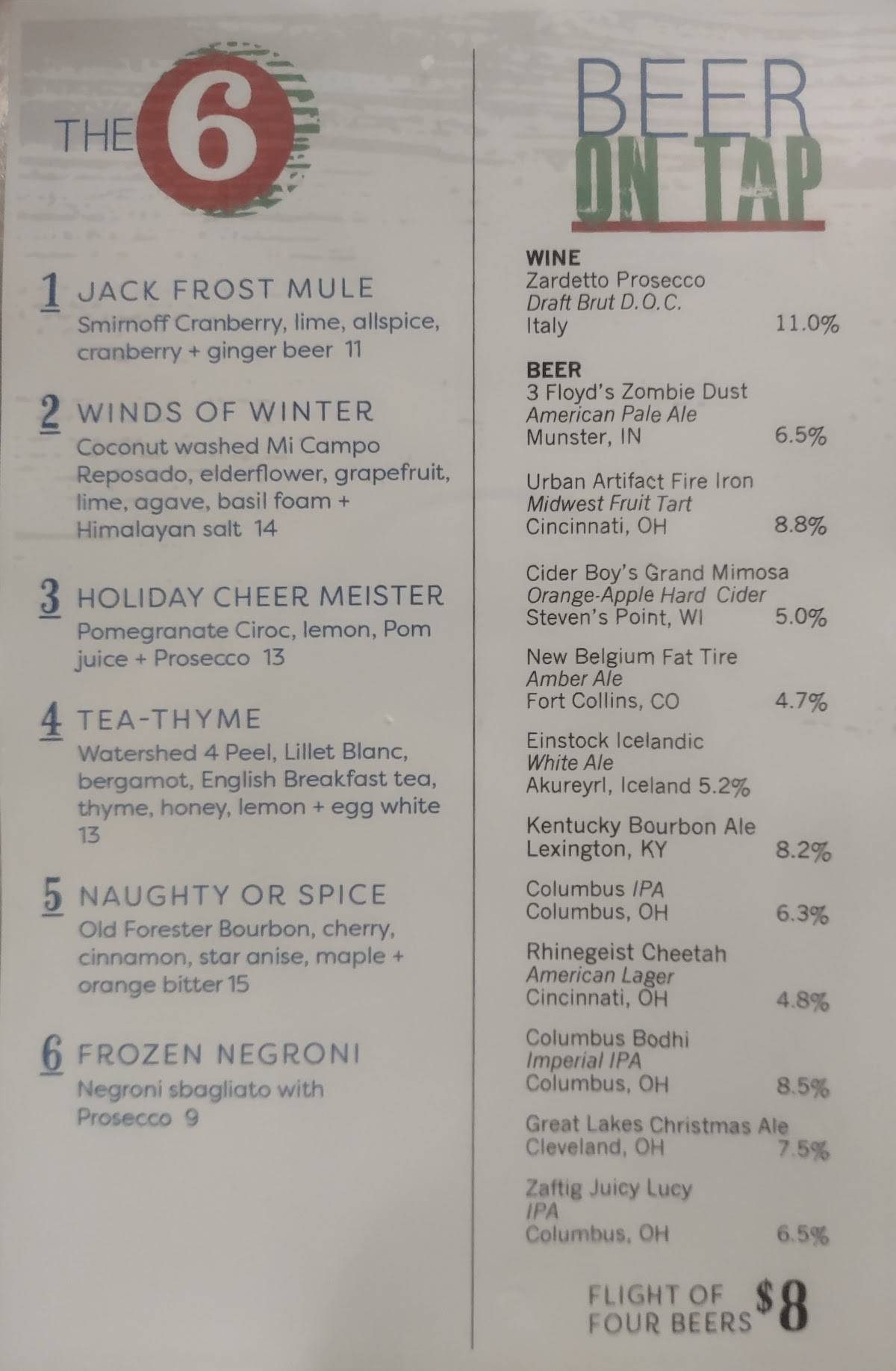 Menu at Table Six Kitchen + Bar, North Canton