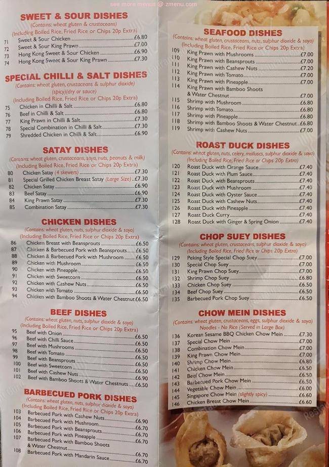 Menu at The Woodhill Chinese CarryOut fast food, Glasgow