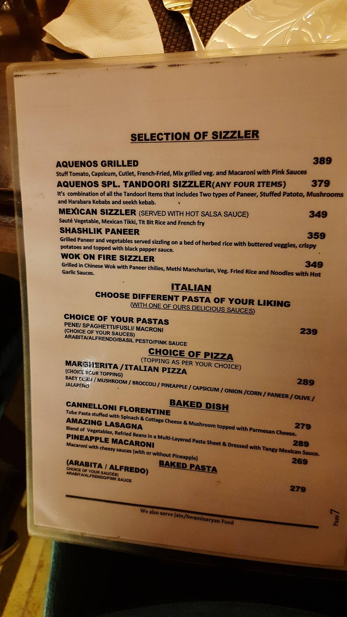 Menu at Aquenos Restaurant Nadiad, Nadiad, Uttarsanda Rd