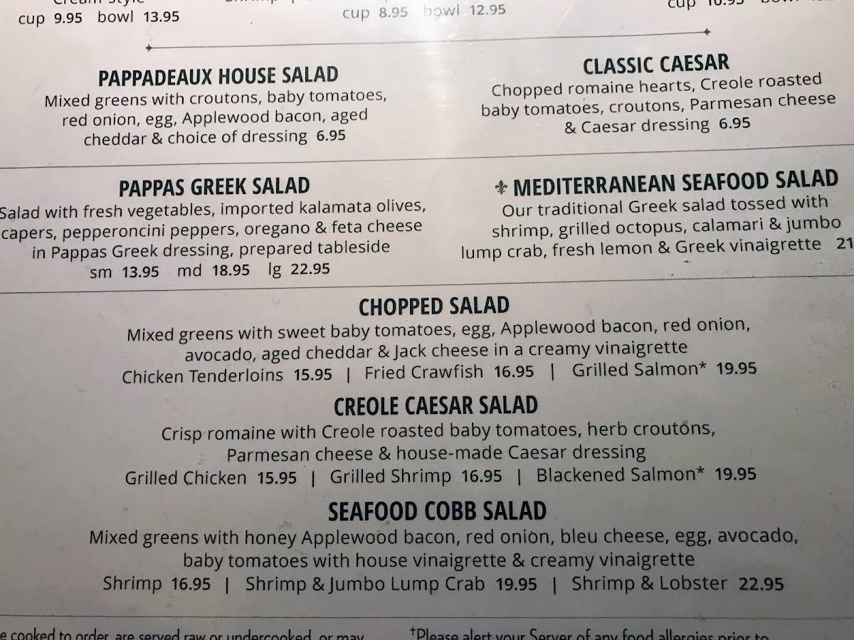 Menu At Pappadeaux Seafood Kitchen Restaurant, Duncanville, 800 E Hwy 67