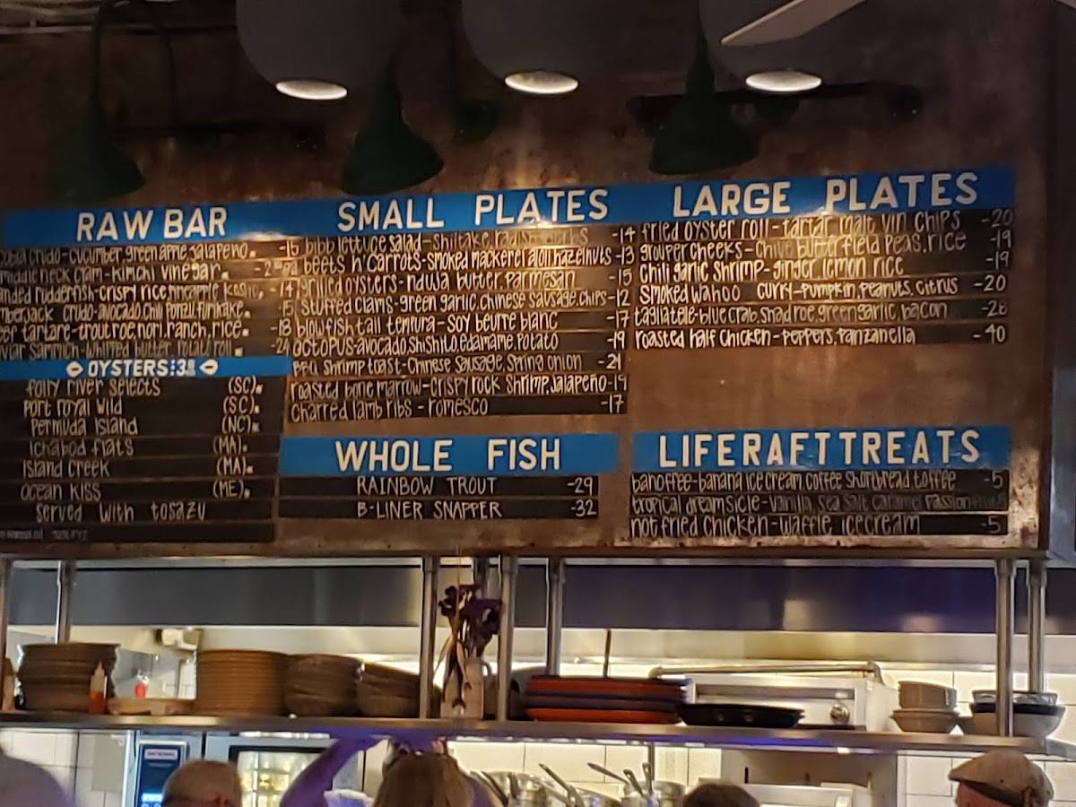 Menu at Chubby Fish restaurant, Charleston