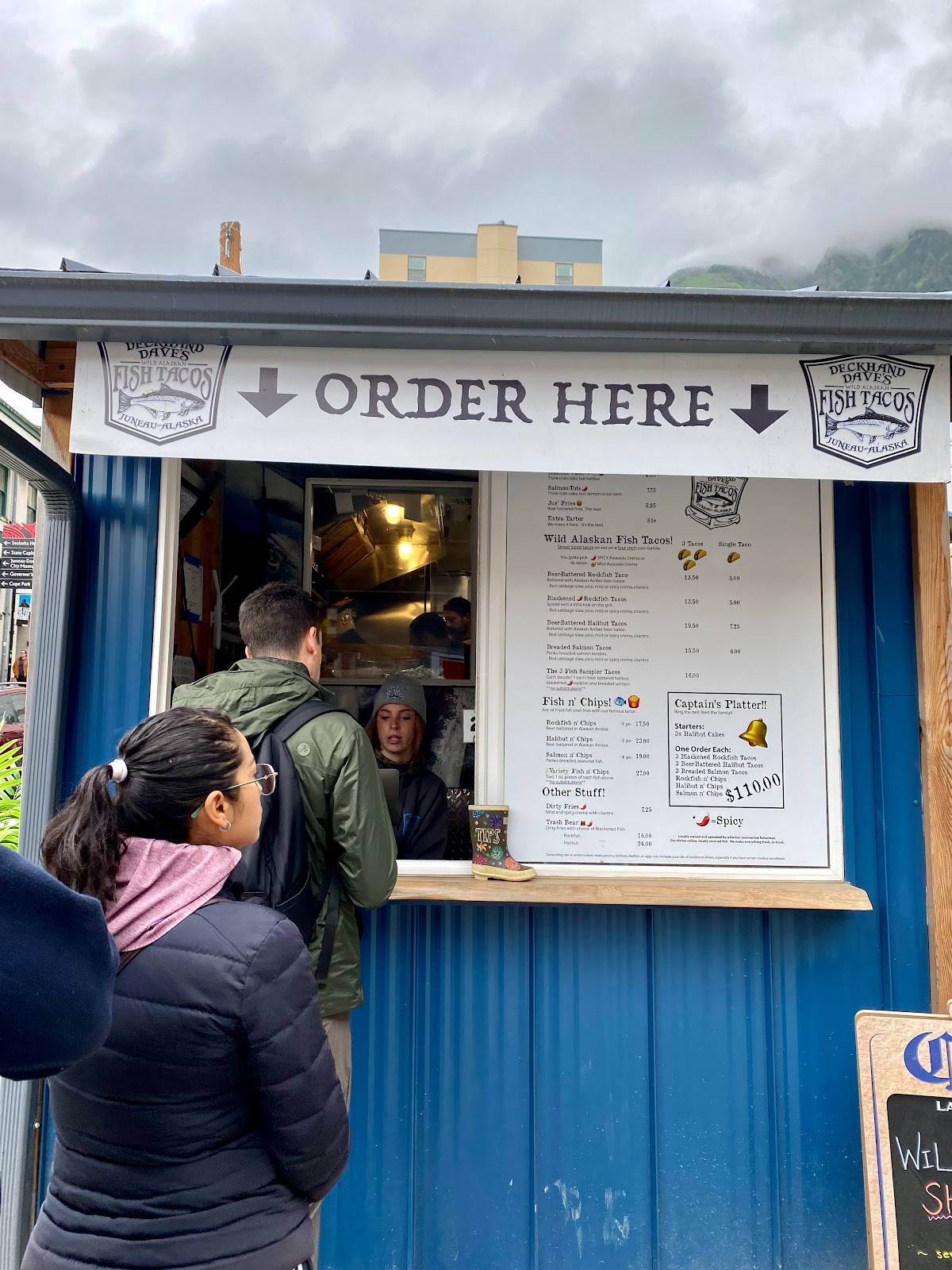 Menu at Deckhand Dave's Fish Tacos restaurant, Juneau, 139 S Franklin St