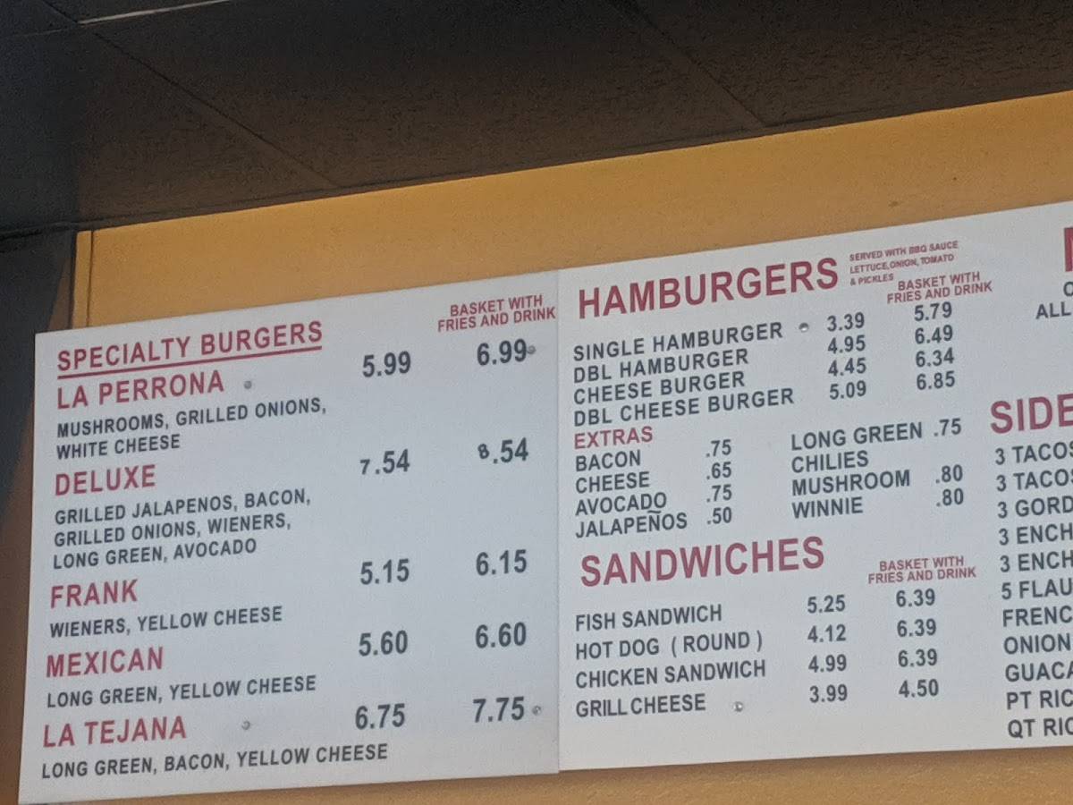 Happy burger menu