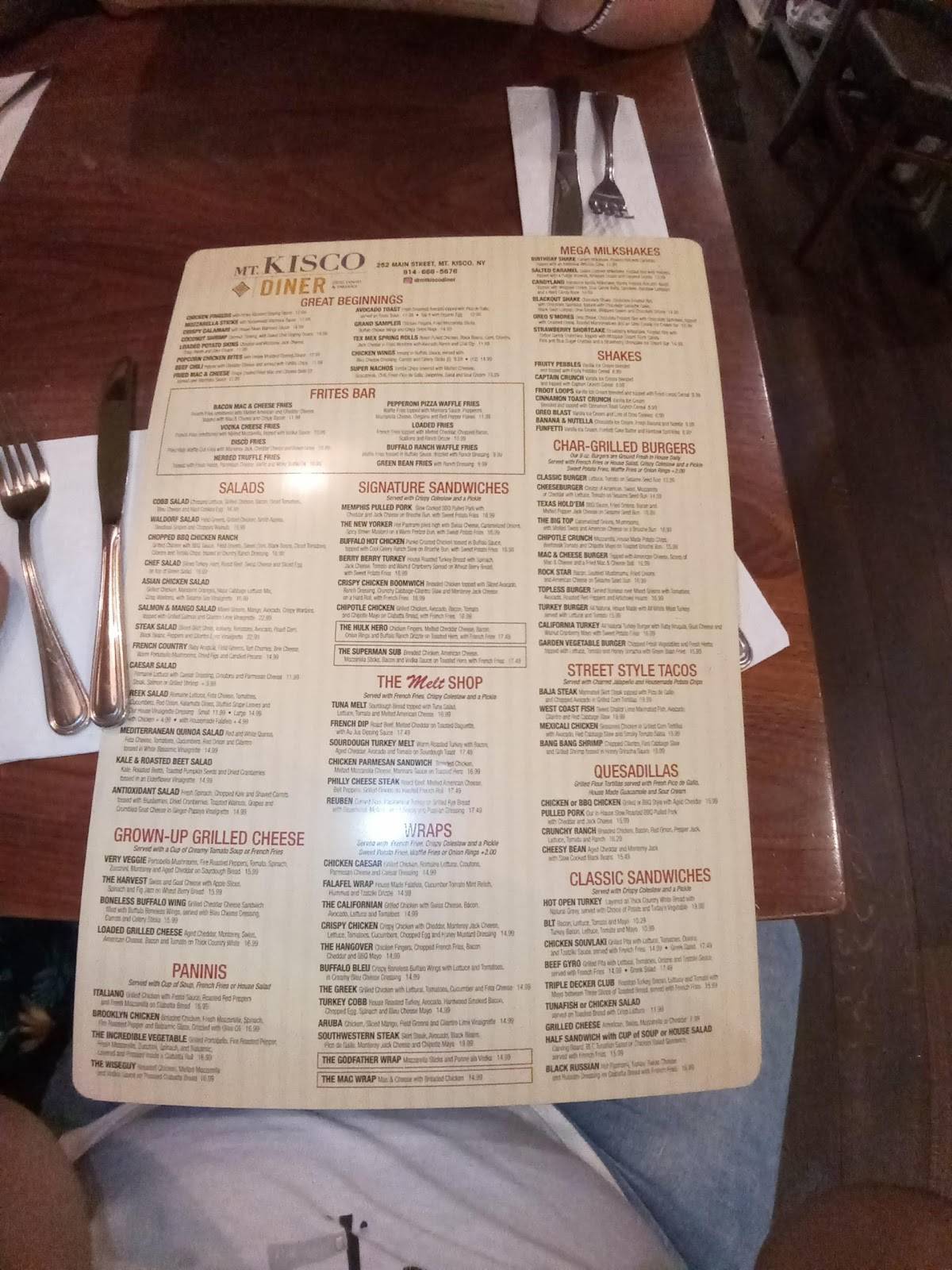 Menu at Mt. Kisco Diner restaurant, Mount Kisco