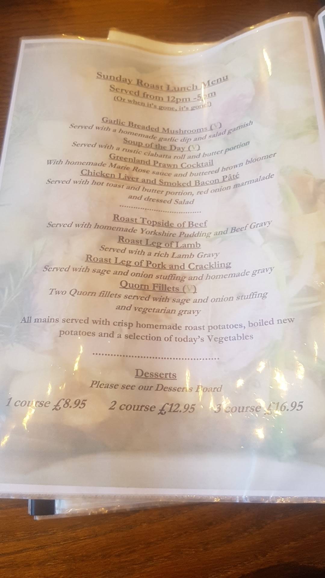 Menu at The Shovels Inn pub & bar, Hambleton