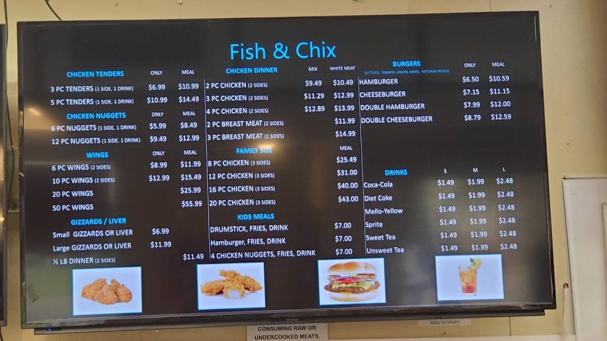 Menu at Fish & Chix restaurant, Umatilla, 100 N Central Ave