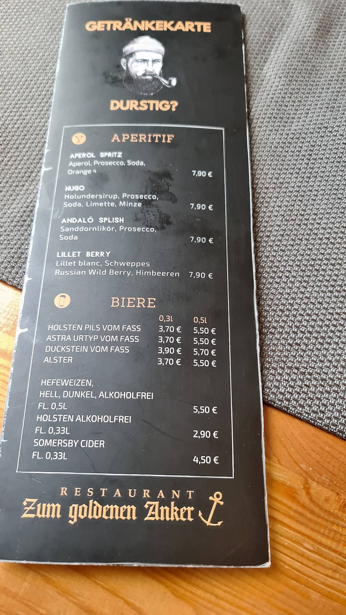 Speisekarte Von Zum Goldenen Anker Restaurant Fehmarn