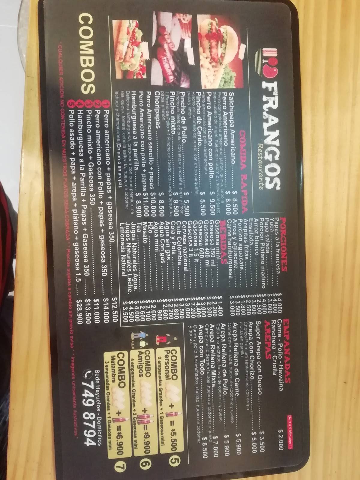 Menu At Frangos Restaurante De Hayuelos Bogot