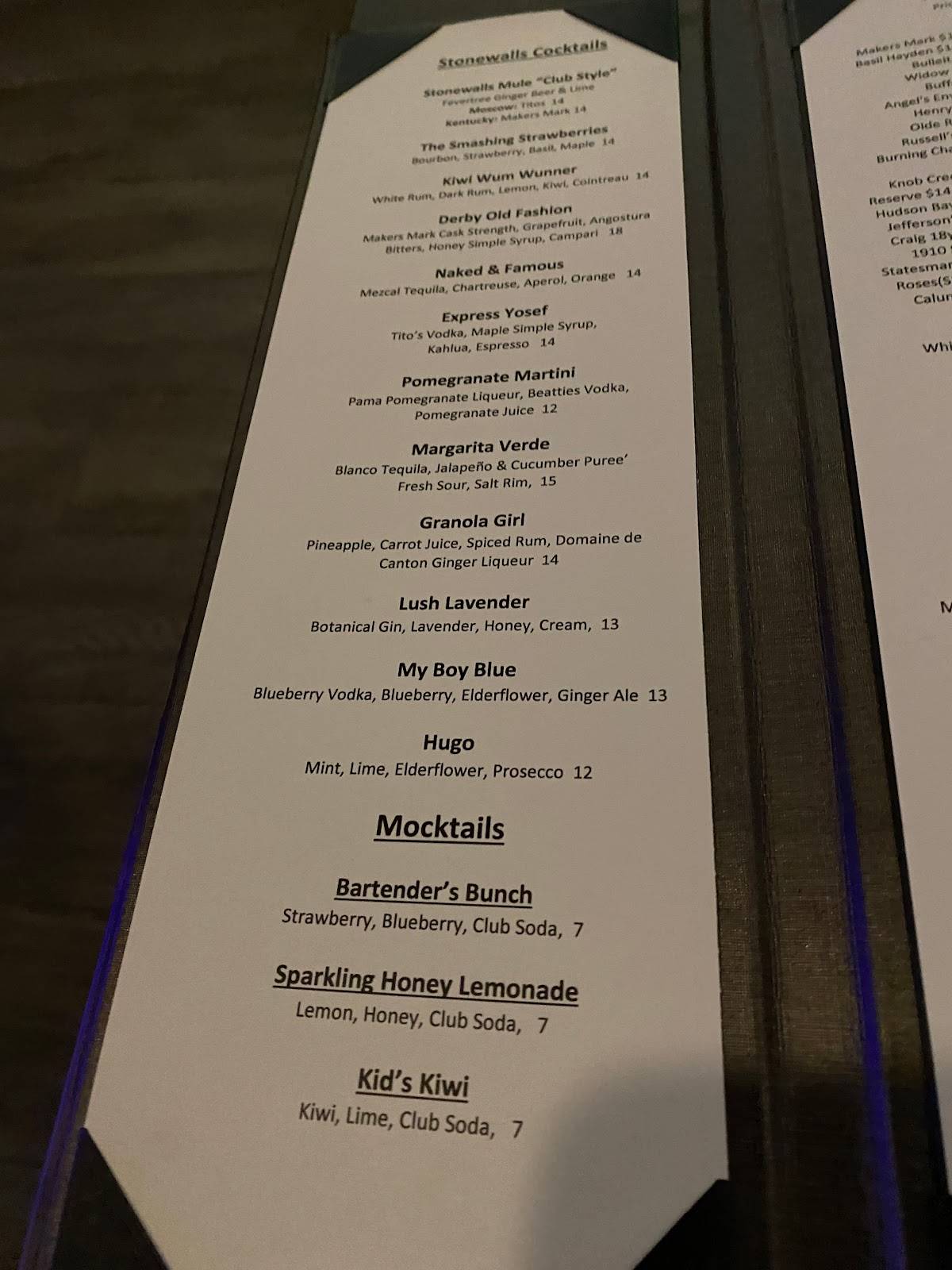 Menu at Stonewalls Restaurant, Banner Elk