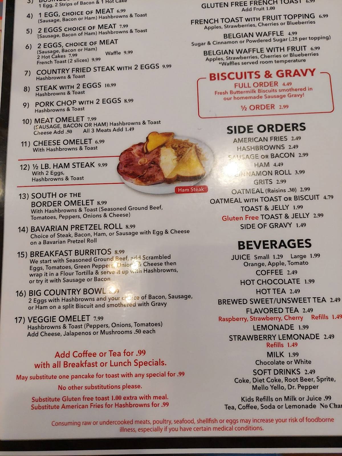 Menu at Mel's Cafe, Jefferson City