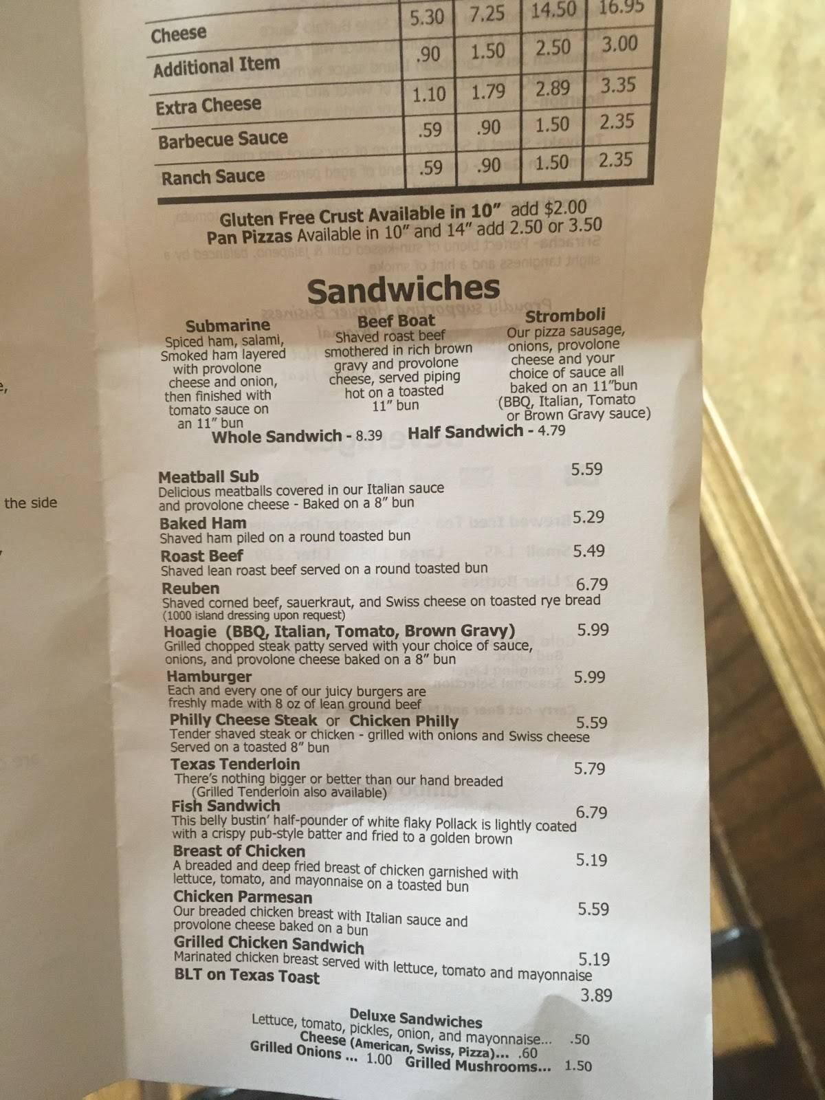 Menu at Pizza King of Liberty pizzeria, Liberty