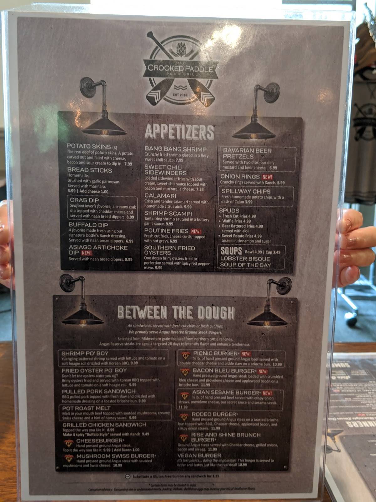 Menu at The Crooked Paddle pub & bar, Linesville