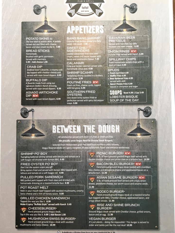 Menu at The Crooked Paddle pub & bar, Linesville