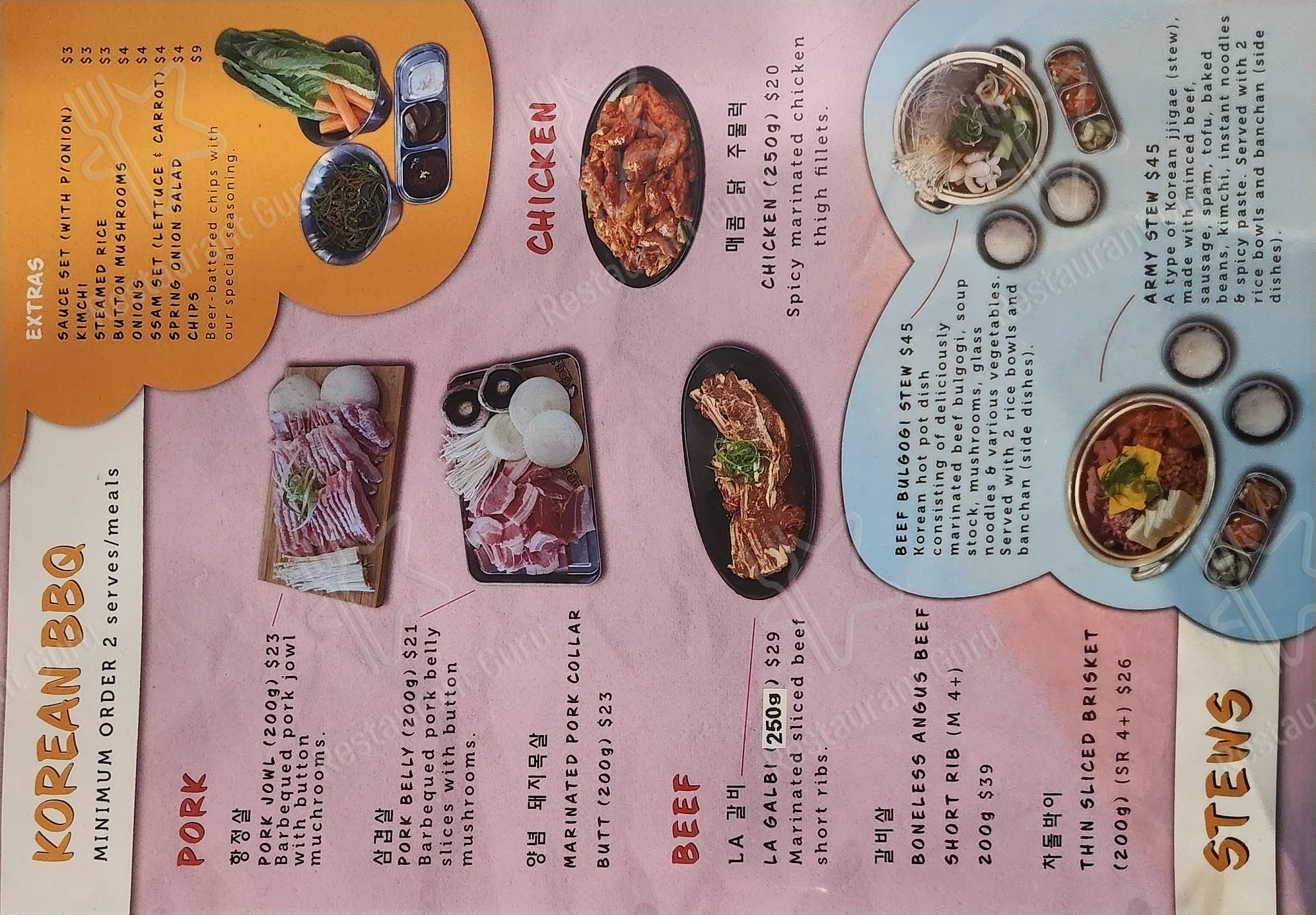 Carta del restaurante BOB JO, Mandurah
