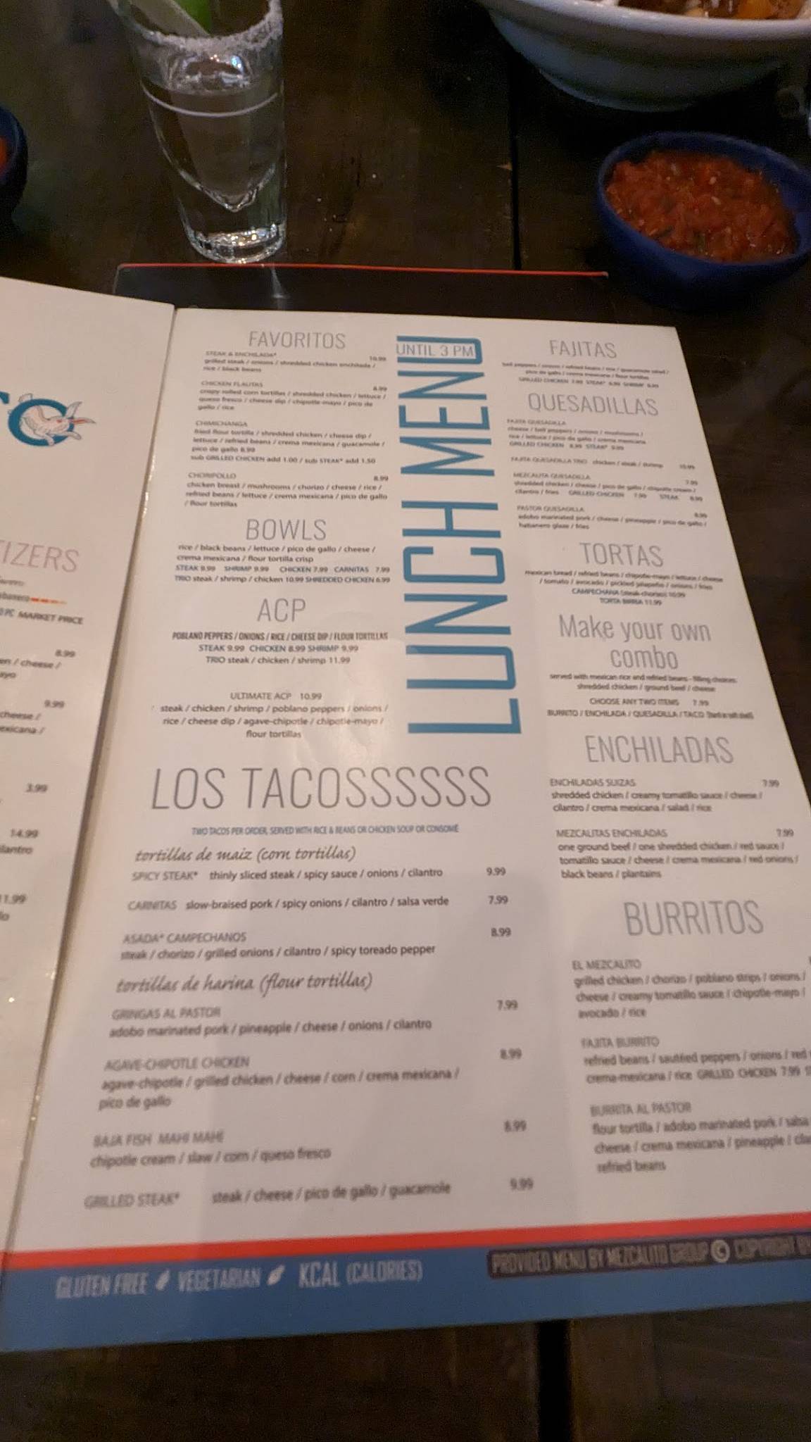 Menu at Mezcalito Clayton restaurant, Clayton