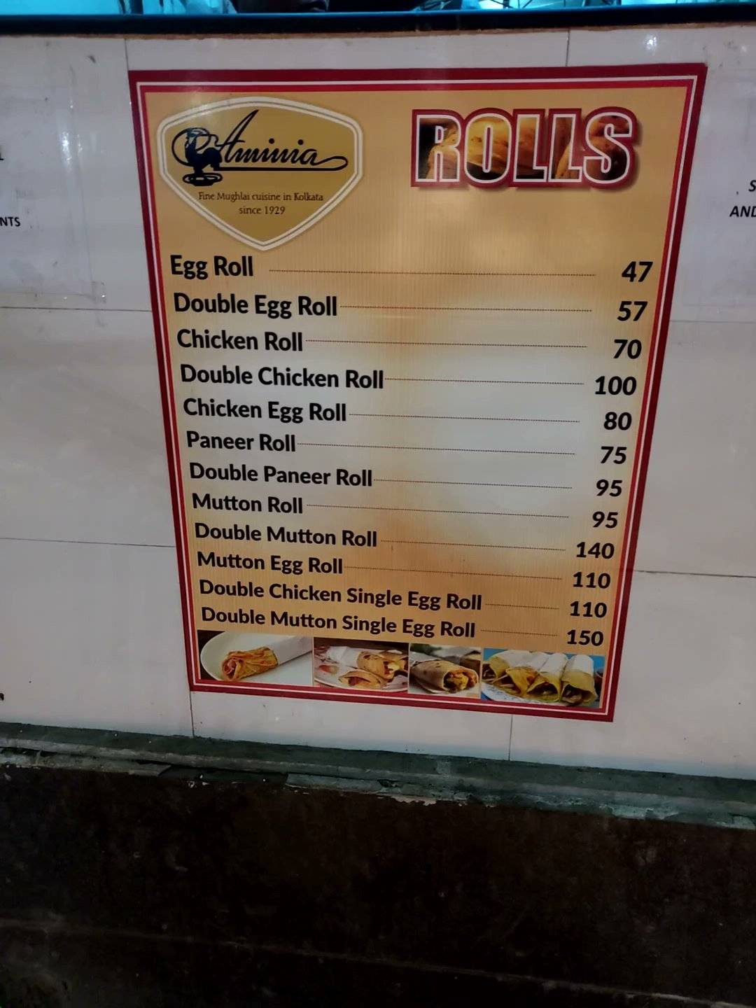 Menu At Aminia Restaurant Joka Kolkata