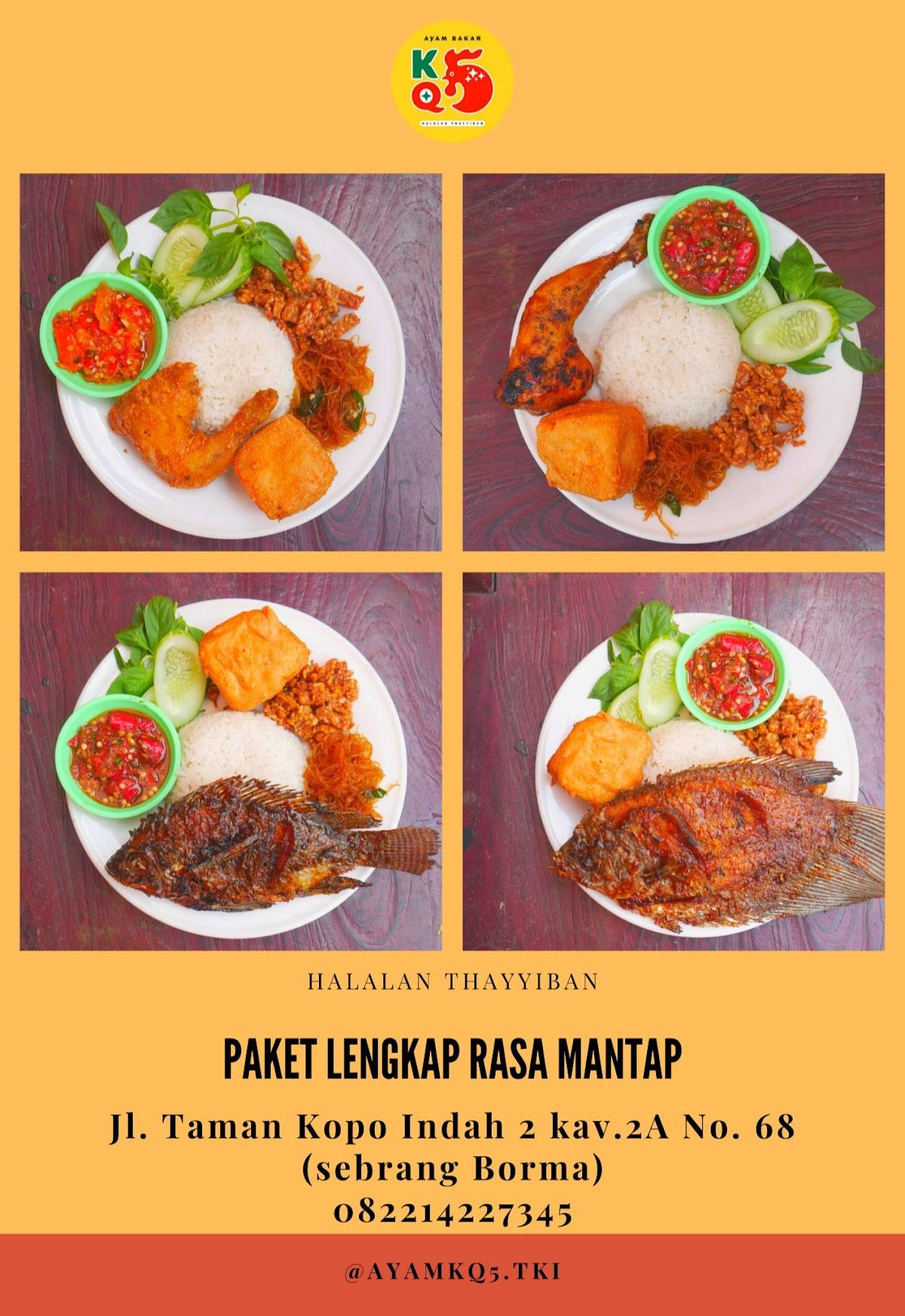 Menu at Ayam Bakar KQ-5 restaurant, Bandung, Taman Kopo Indah 2 Kavling 2A