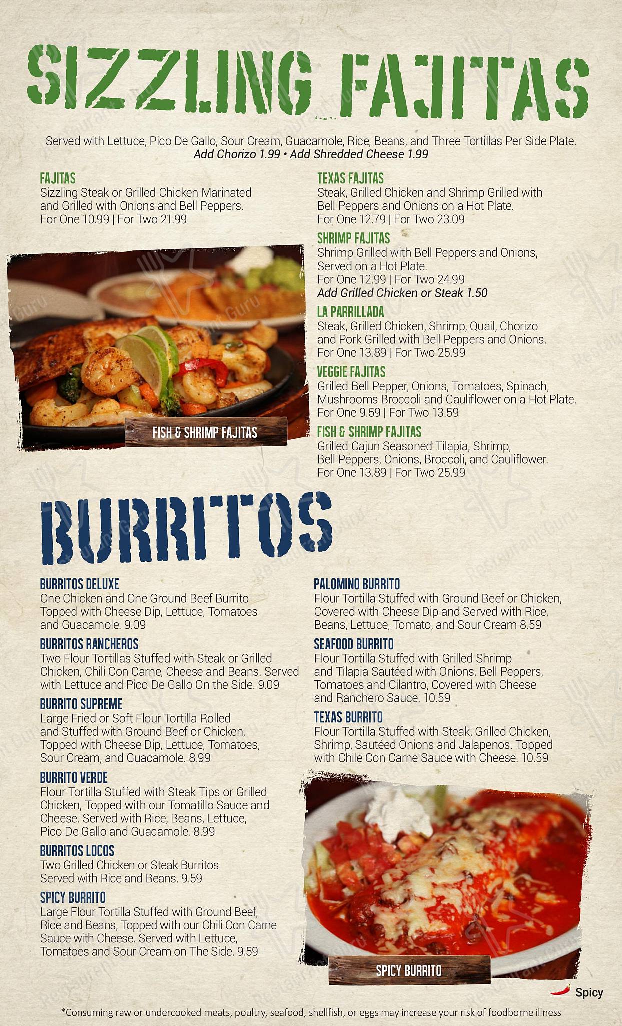 Menu at El Amigo Mexican Restaurant, Milledgeville