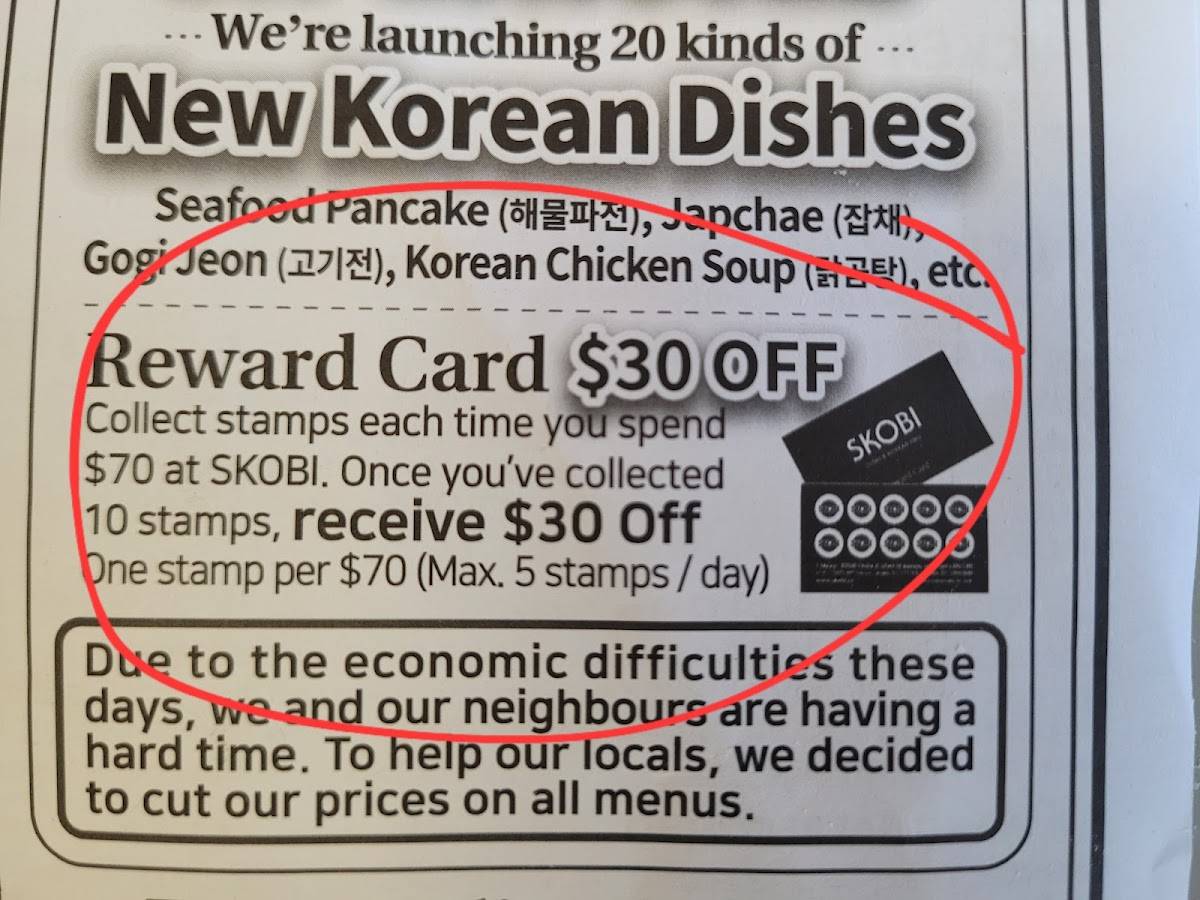 Menu at SKOBI sushi & korean bbq, Langley Township