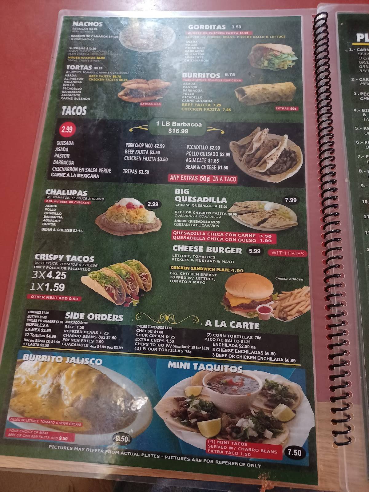 Menu At Taqueria Tequila Jalisco Restaurant San Antonio Military Dr W