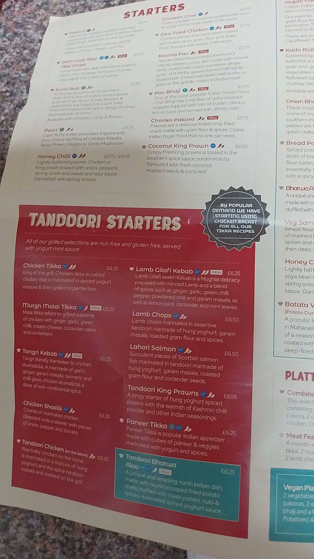 Menu at Ashoka South Side fast food, Glasgow
