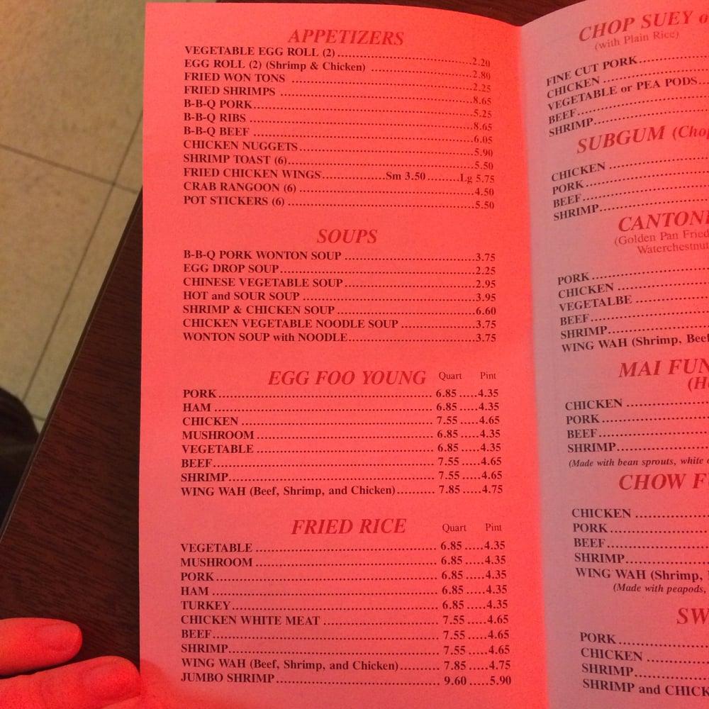 Menu at Wing Wah Restaurant, Hazel Crest, 175th St